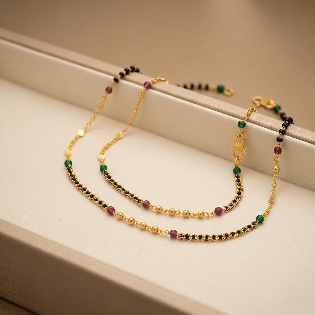 Stylish Daily Wear Anklets With Micro Gold Finish ( 10 " Inch )