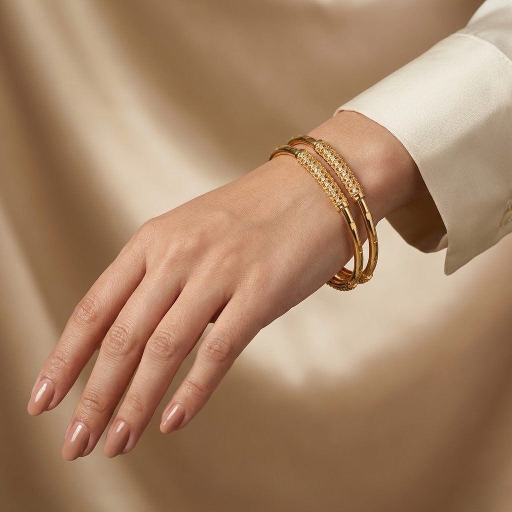 Beautiful Designer Bangles With Forming Gold Plated pack of 2 Piece (1 pair)