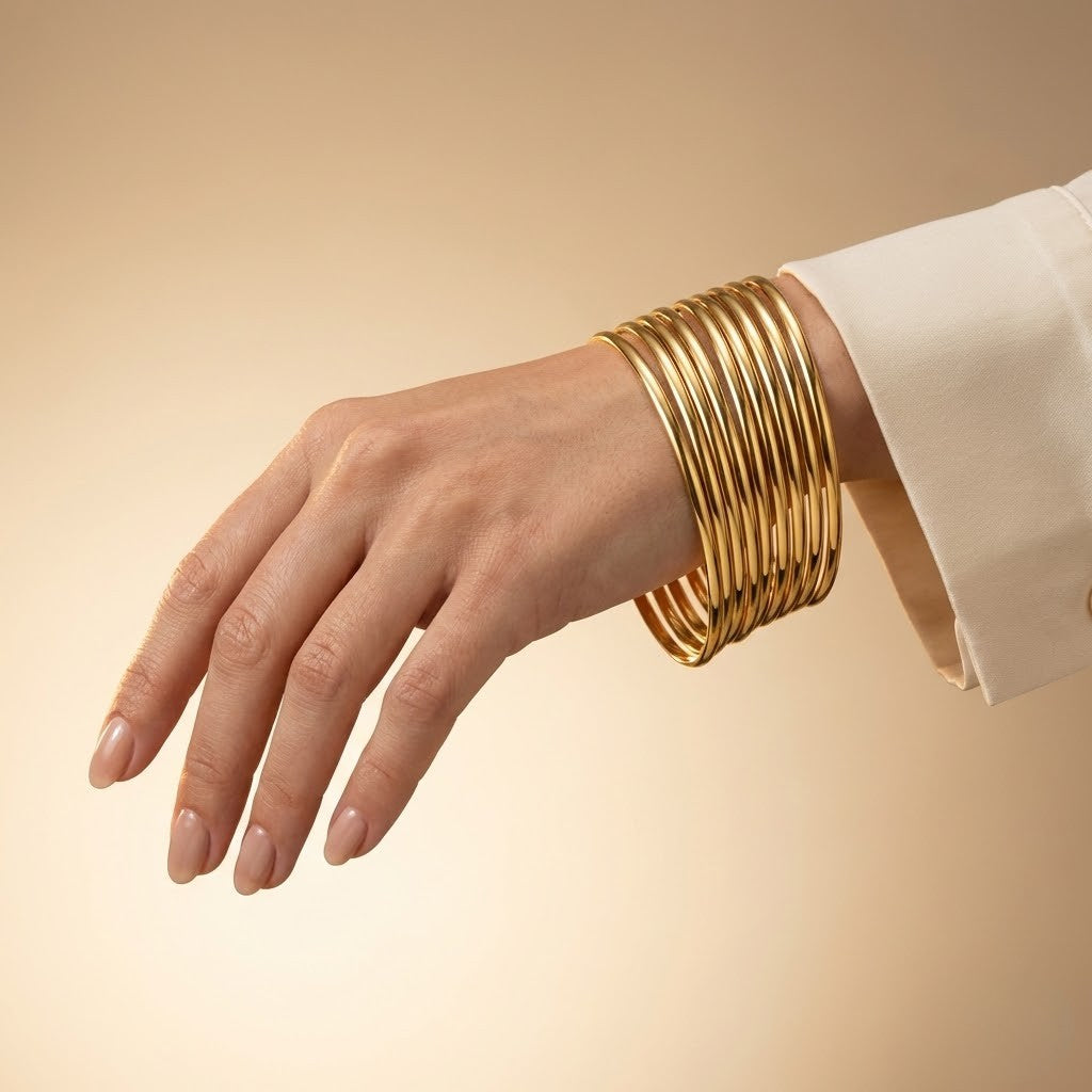 Gold Plated Sleek Plain Bangles – Charming 8-Piece Set for Daily Wear