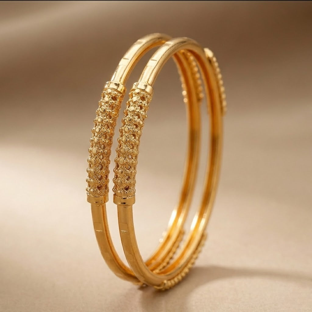 Beautiful Designer Bangles With Forming Gold Plated pack of 2 Piece (1 pair)