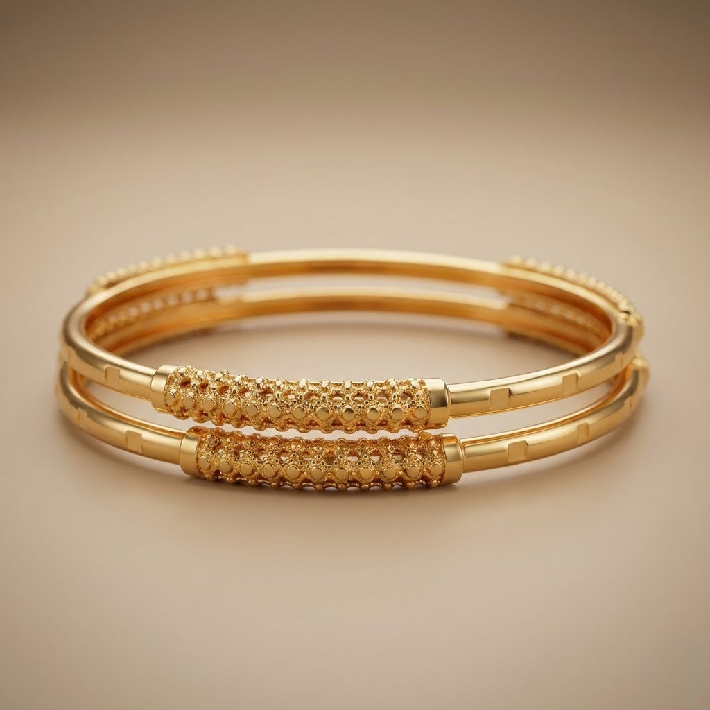 Beautiful Designer Bangles With Forming Gold Plated pack of 2 Piece (1 pair)