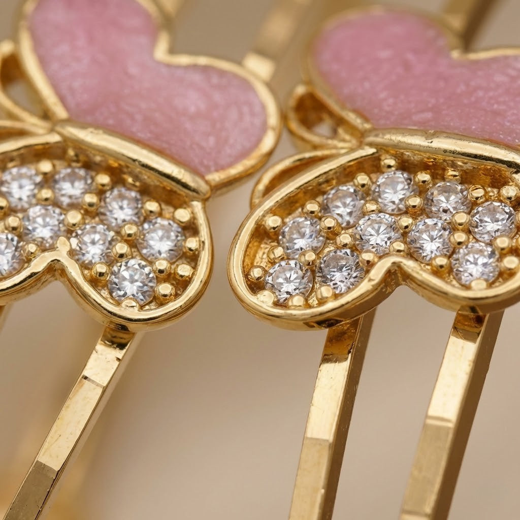 Beautiful Daily Wear Butterfly Style Adjustable Bracelets With Pink Meena Work Pack Of 2 Pis ( 1 Pair )