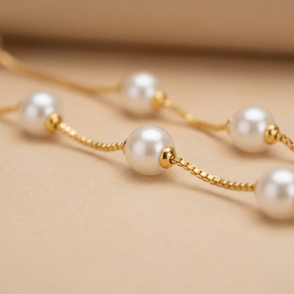 Luxury Gold Pearl Strand Necklace – Elegant Gift for Her