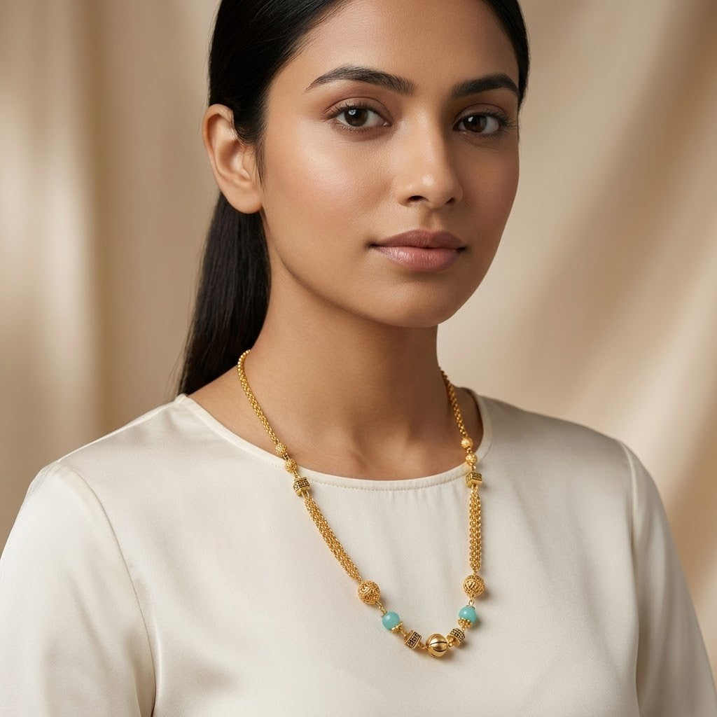 Stylish Micro Gold Finish Mala With American Diamond Stones