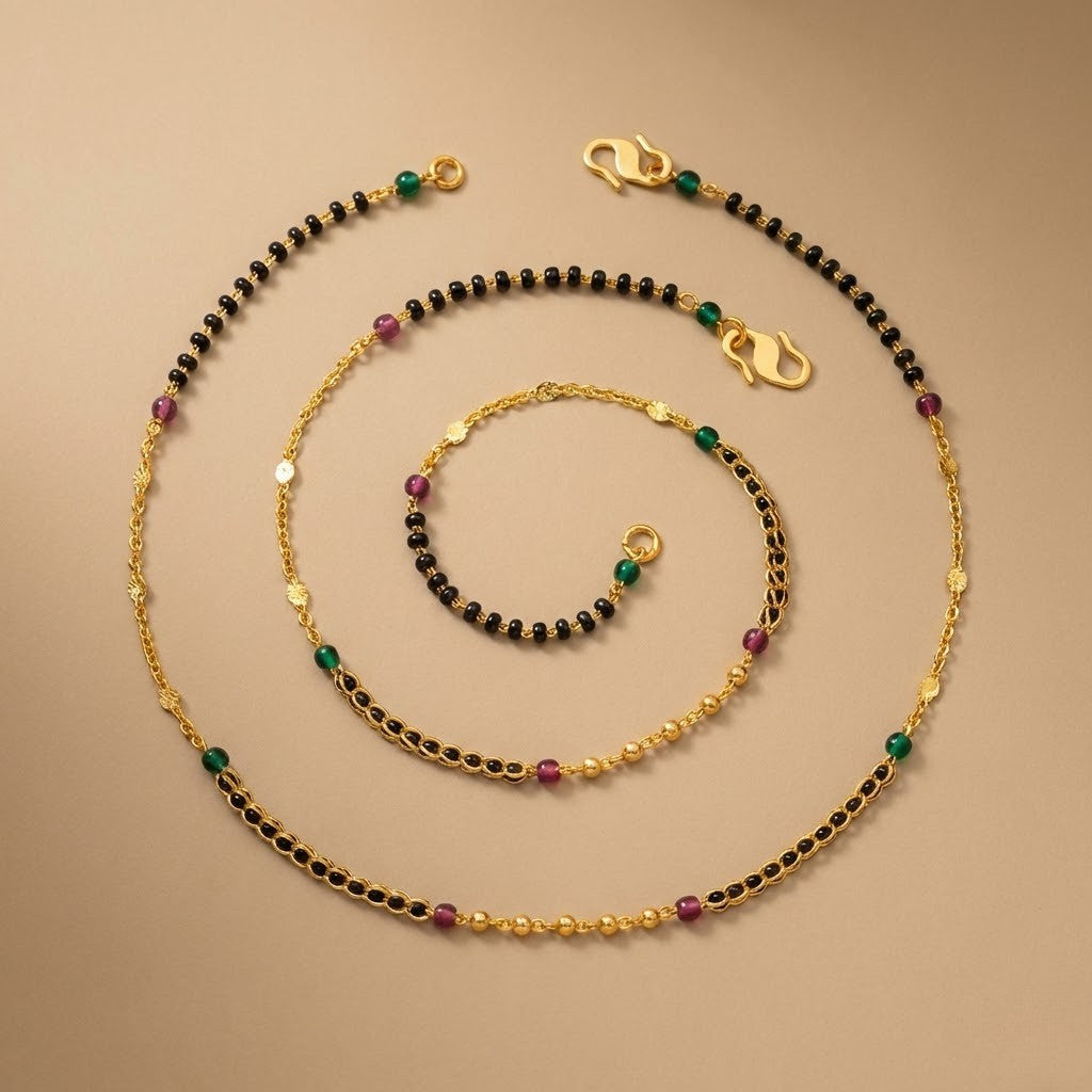 Stylish Daily Wear Anklets With Micro Gold Finish ( 10 " Inch )