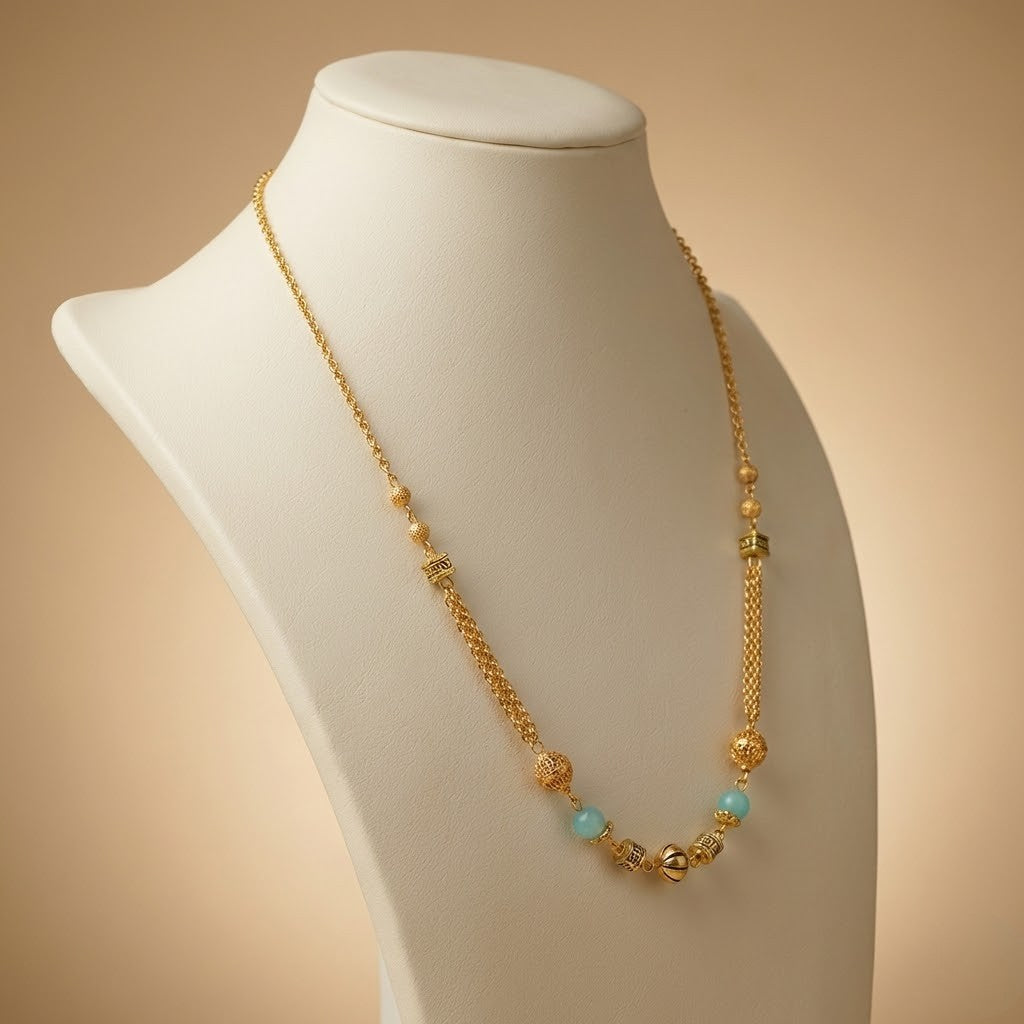 Stylish Micro Gold Finish Mala With American Diamond Stones