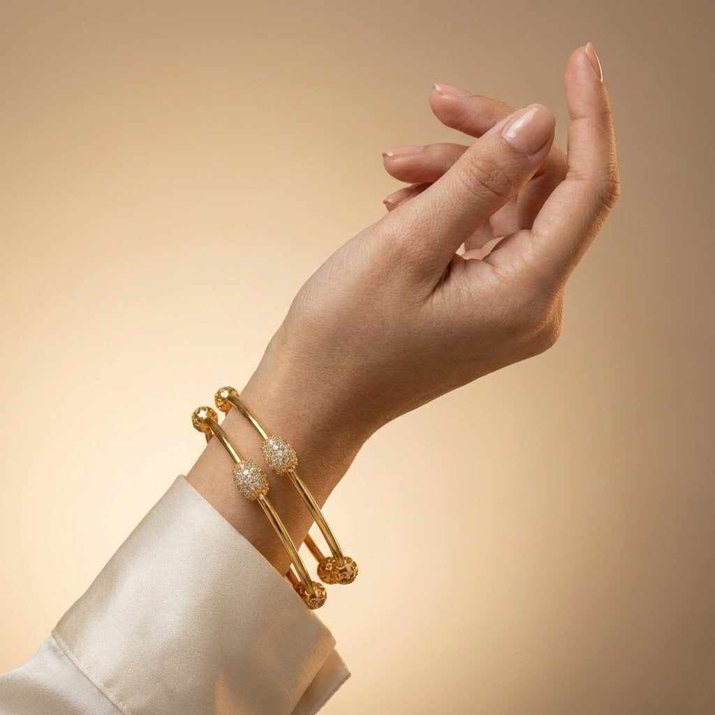 Women Gold Plated Bracelet Bangles