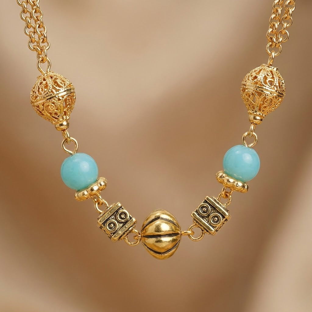 Stylish Micro Gold Finish Mala With American Diamond Stones