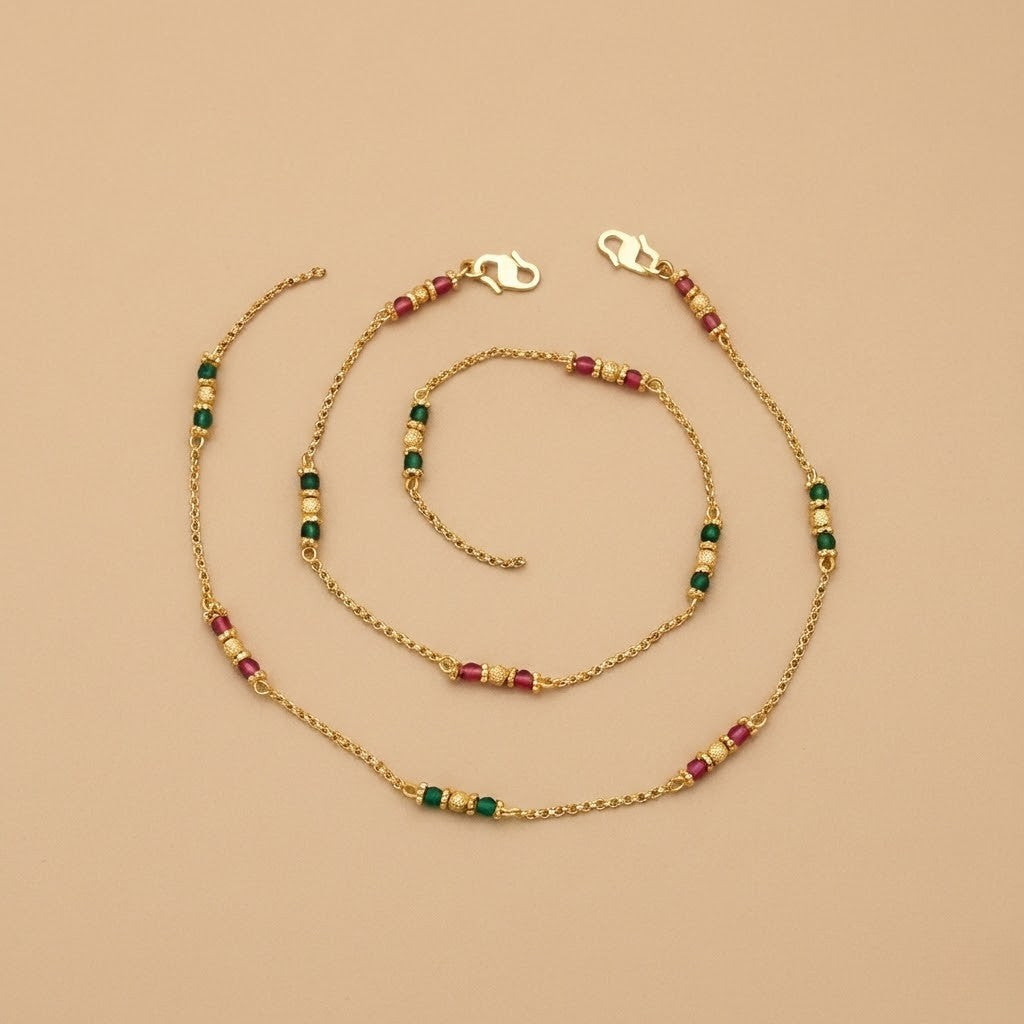 Stylish Daily Wear Anklets With Micro Gold Finish ( 10 " Inch )