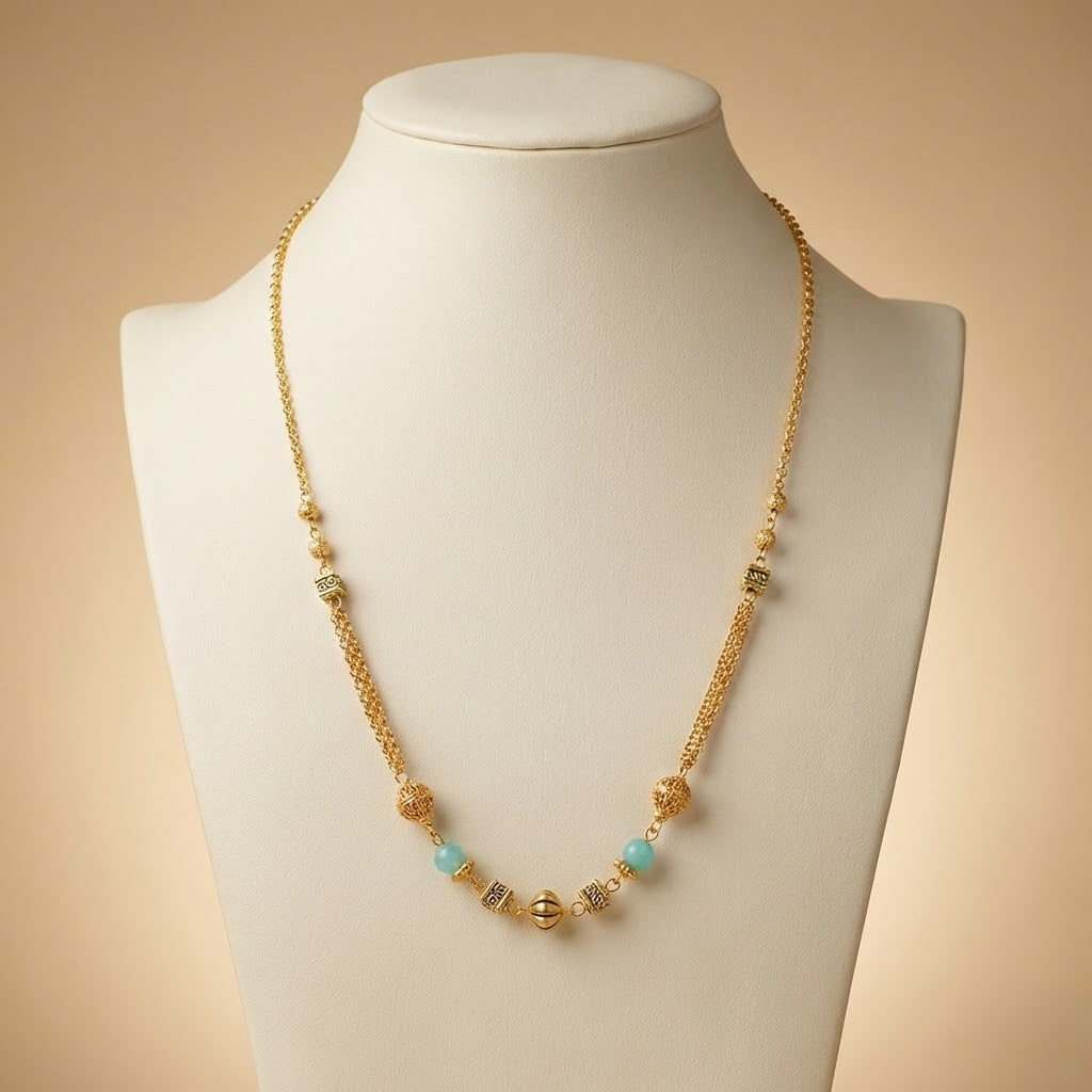 Stylish Micro Gold Finish Mala With American Diamond Stones