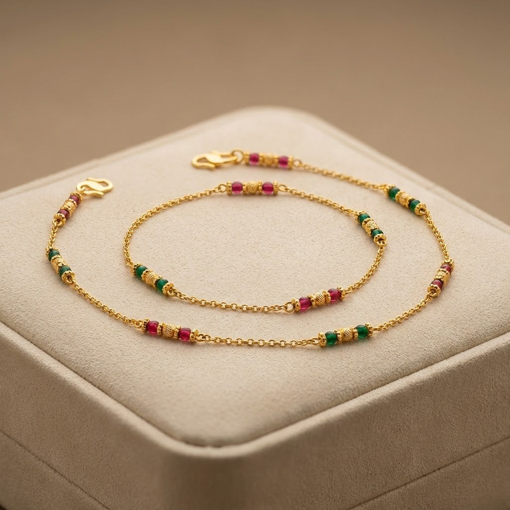 Stylish Daily Wear Anklets With Micro Gold Finish ( 10 " Inch )