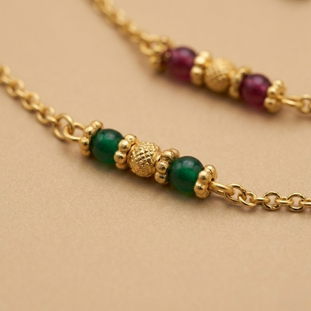 Stylish Daily Wear Anklets With Micro Gold Finish ( 10 " Inch )