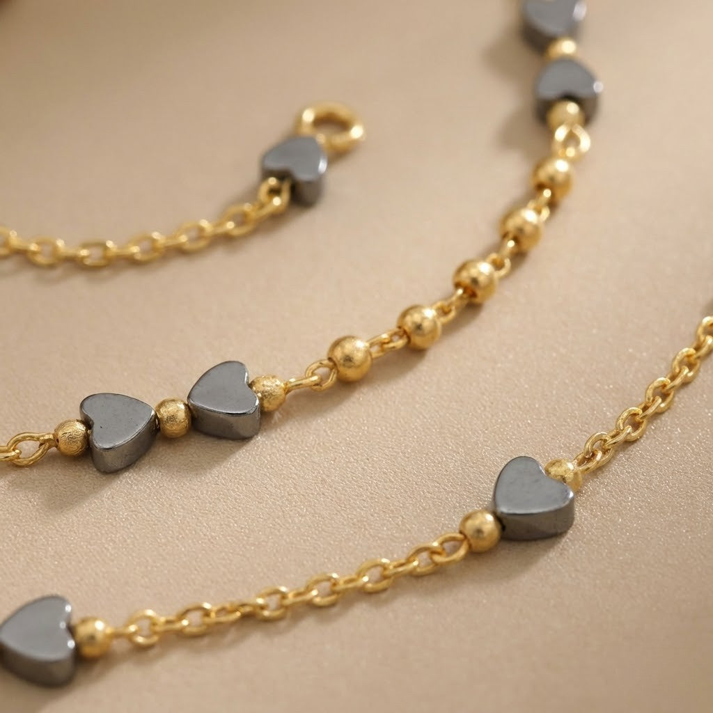 Stylish Daily Wear Anklets With Micro Gold Finish ( 10 " Inch )