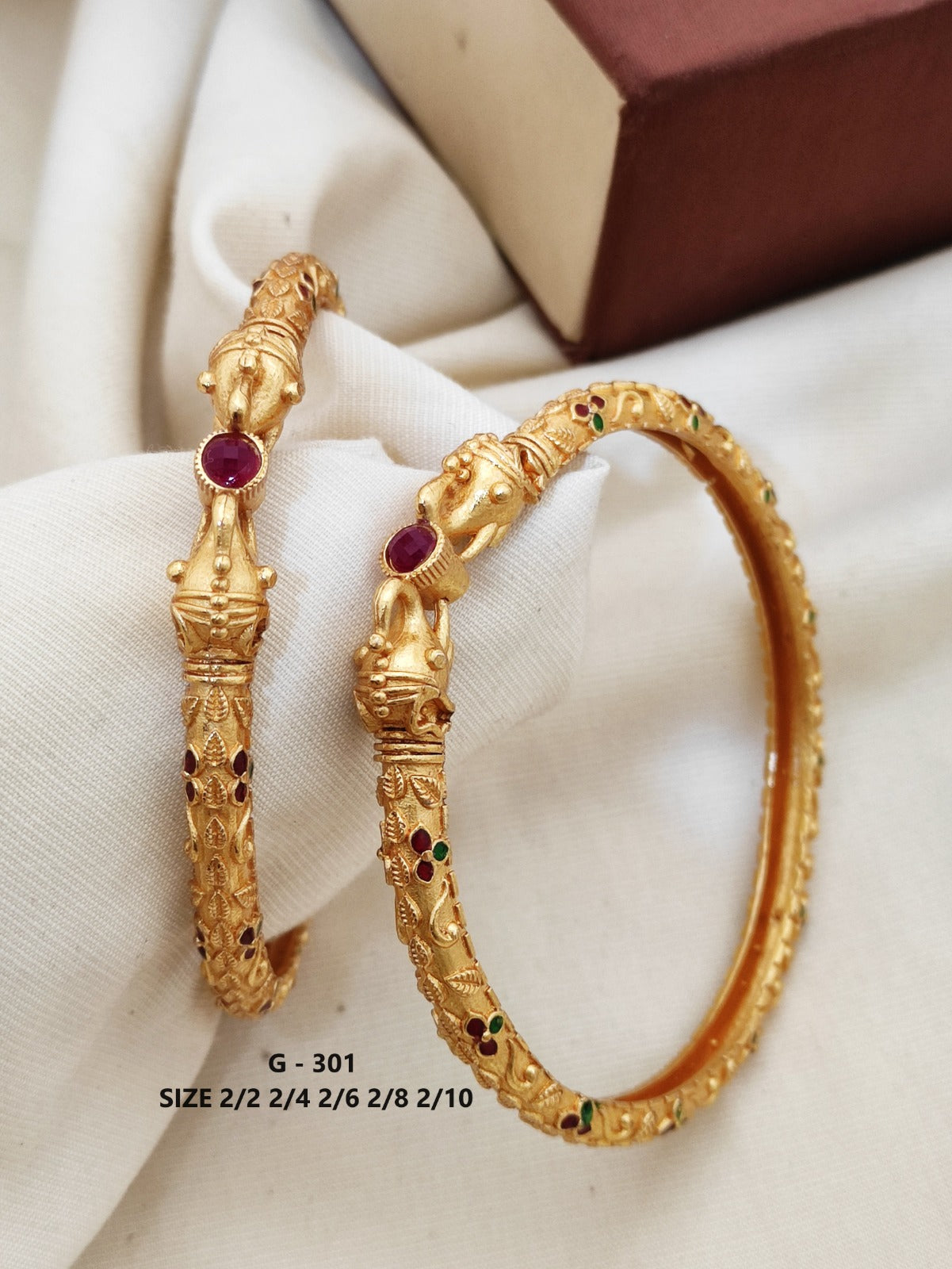 Stylish Hathi Mora Bangles With Matt Finish Gold Pack Of 2 Piece (1 Pair)
