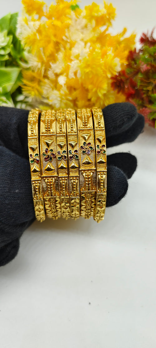 6 Piece Meena Work Traditional Bangles Set