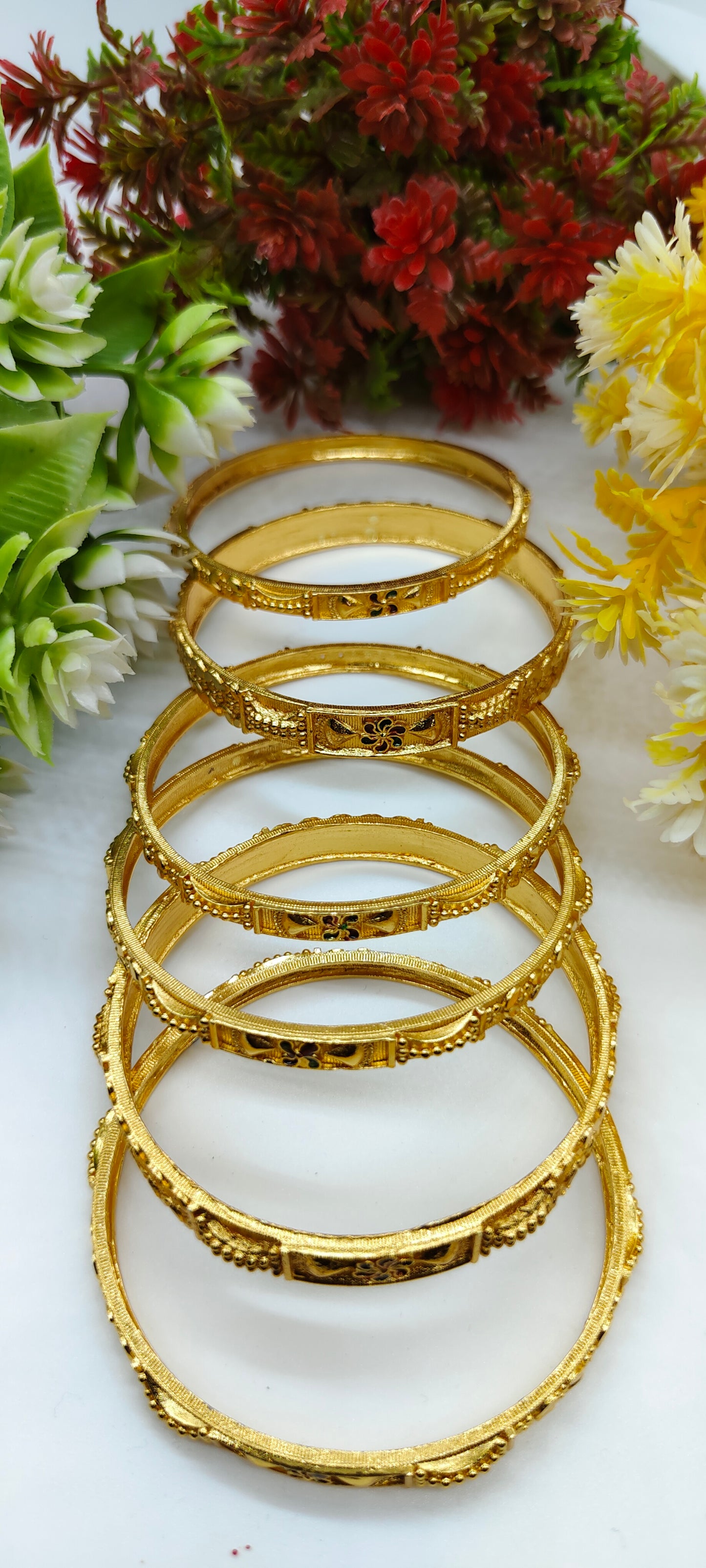 6 Piece Meena Work Traditional Bangles Set